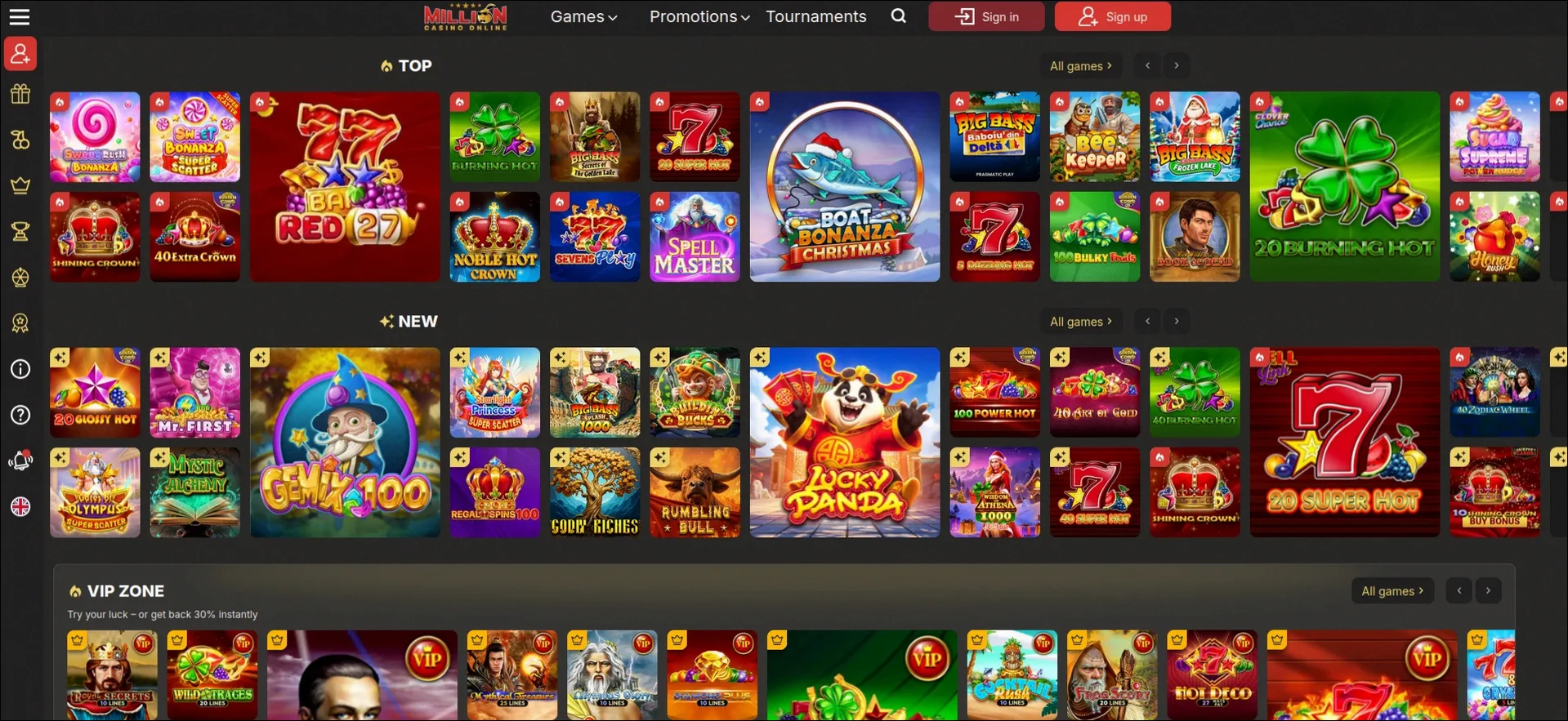 Million Casino bonus fino a 2.500€ e 300 giri gratuiti